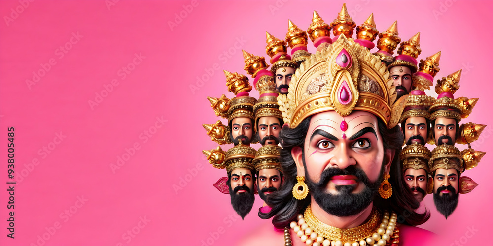Crown For Ravan Ravanas Ten Heads and Crown concept as Vector illustration of Ravanas ...