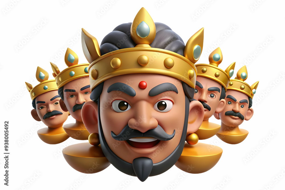 Crown For Ravan Ravanas Ten Heads and Crown concept as Vector illustration of Ravanas ...