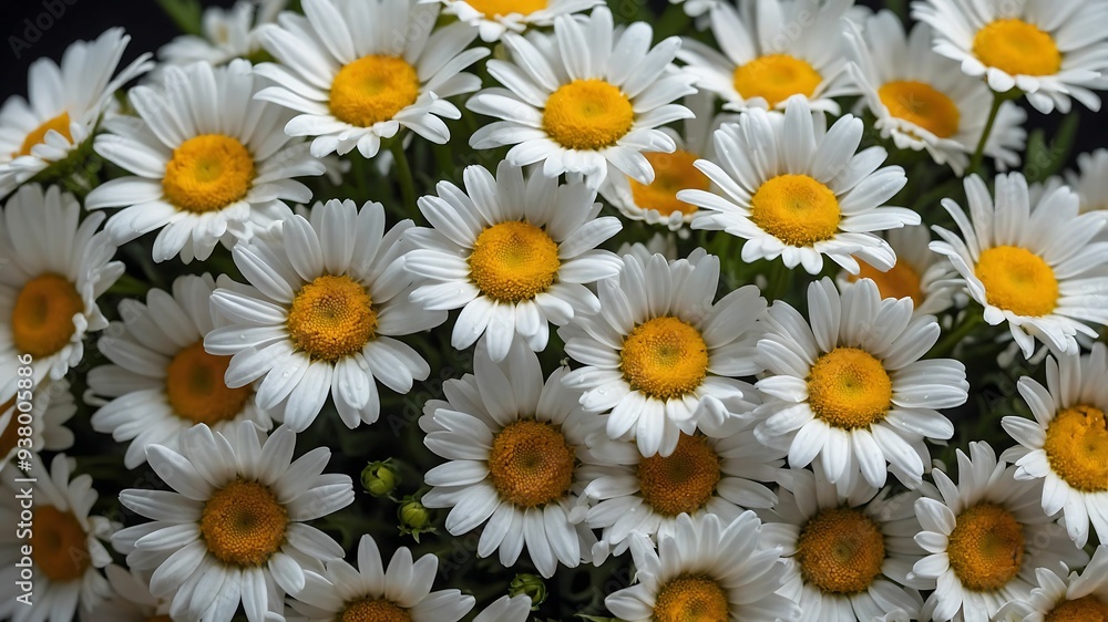 Vibrant Close-Up of White Daisies with Yellow Centers in Warm Sunlight Vibrant Close-Up of White Daisies with Yellow Centers in Warm Sunlight