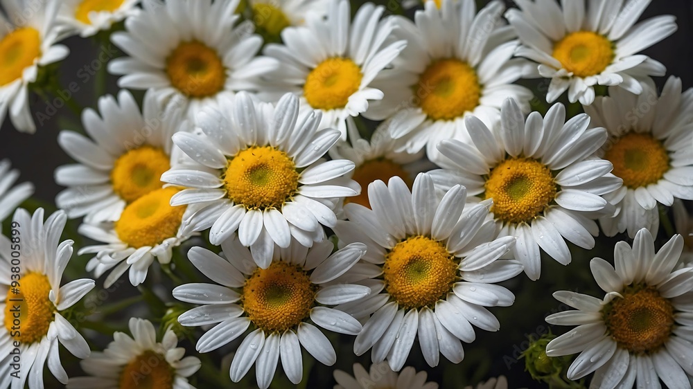 Vibrant Close-Up of White Daisies with Yellow Centers in Warm Sunlight Vibrant Close-Up of White Daisies with Yellow Centers in Warm Sunlight