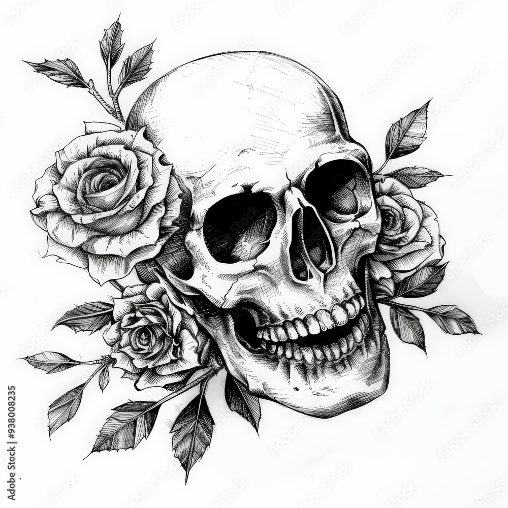 Obraz premium Skull with Roses.