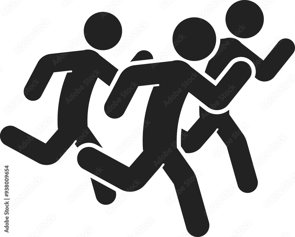 Isolated pictogram sign group of people run, running event, active sport icon symbol Isolated pictogram sign group of people run, running event, active sport icon symbol