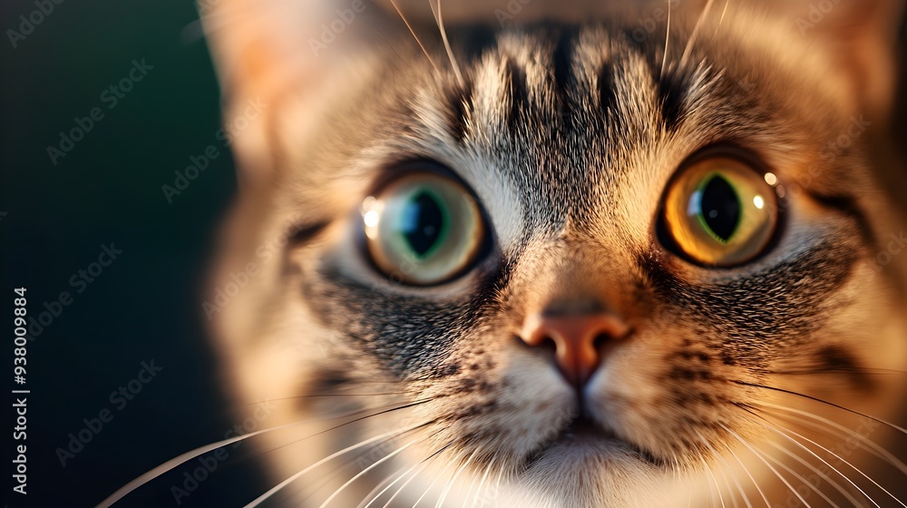 Startled Feline Face in Detailed 3D Rendered Closeup Shot Startled Feline Face in Detailed 3D Rendered Closeup Shot