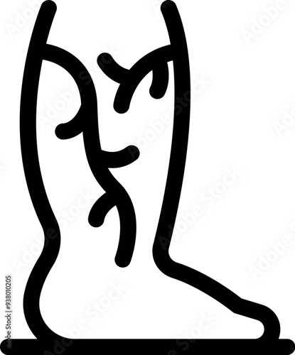 Simple outline icon representing a human leg with varicose veins