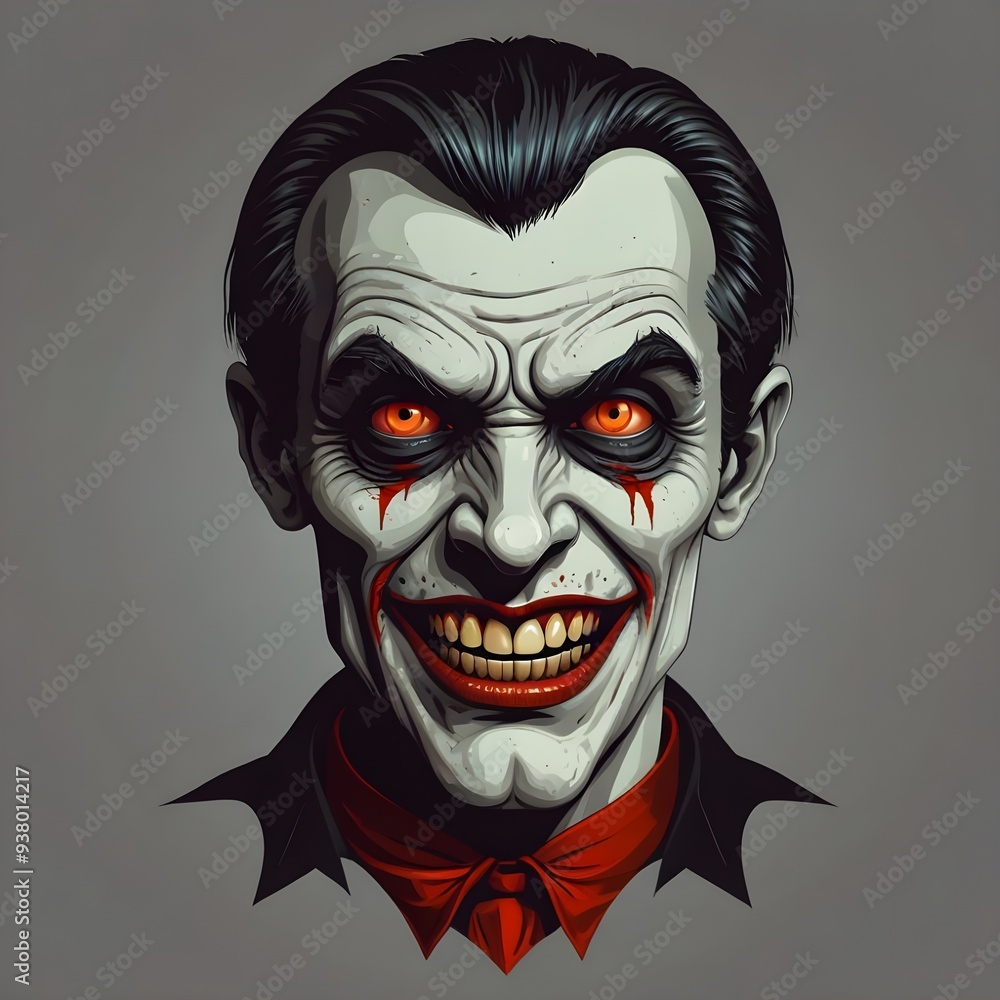 Cartoon horror man vampire character face smile. Illustration. Generative AI Cartoon horror man vampire character face smile. Illustration. Generative AI