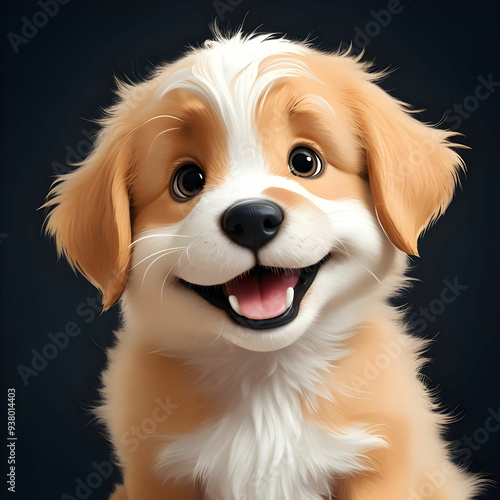 a little cute puppy in the one frame of the black background