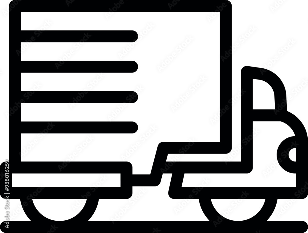 Simple line icon of a delivery truck, perfect for projects related to transportation, shipping, logistics, and delivery services Simple line icon of a delivery truck, perfect for projects related to transportation, shipping, logistics, and delivery services