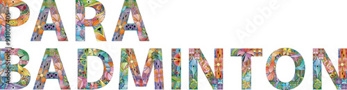Words Para Badminton. Vector zentangle object for decoration