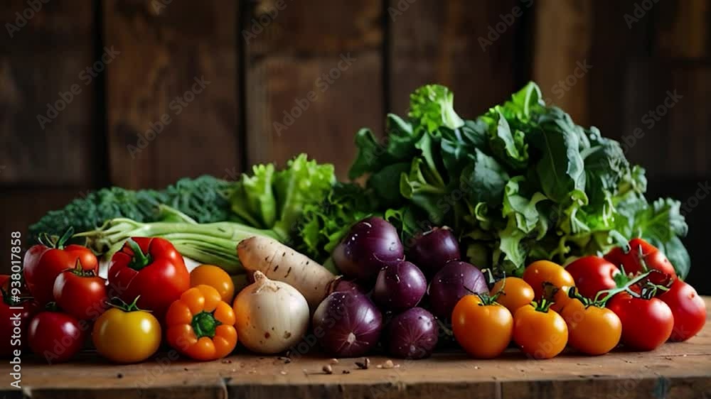 Assortment of Fresh Vegetables on a Wooden Table Assortment of Fresh Vegetables on a Wooden Table