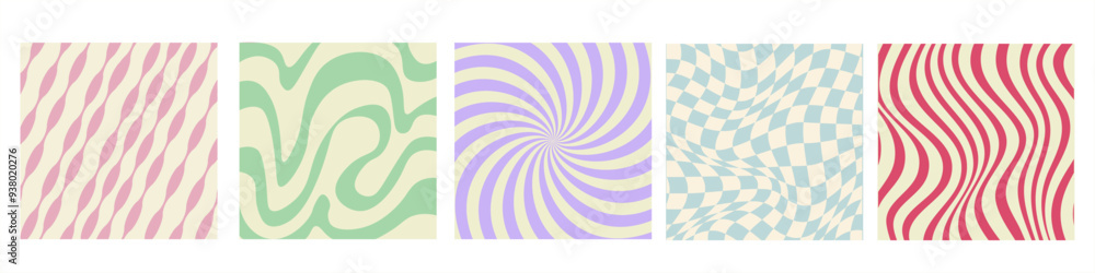 Obraz premium Trendy Y2K-inspired abstract geometric checkered texture with a groovy, acid colored background in vector design