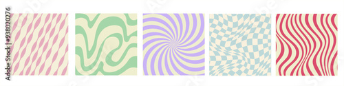 Trendy Y2K-inspired abstract geometric checkered texture with a groovy, acid colored background in vector design