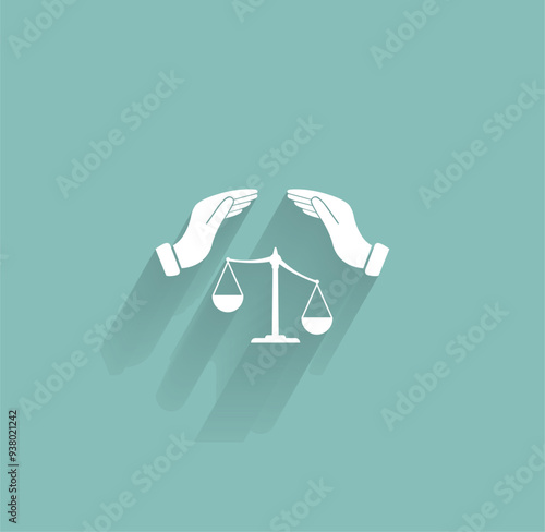 Vector icon of white color with shadow on gray-green background