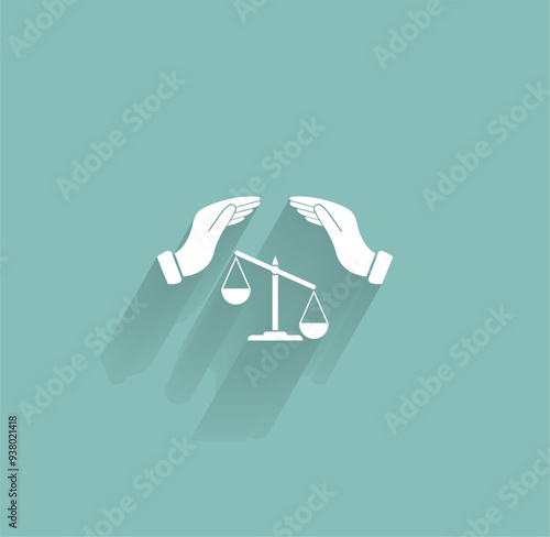 Vector icon of white color with shadow on gray-green background