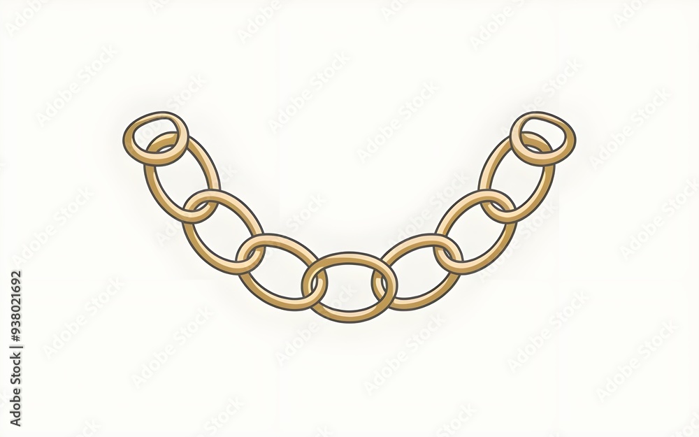 Elegant Gold Necklace Chain on White Background Vector Illustration Elegant Gold Necklace Chain on White Background Vector Illustration