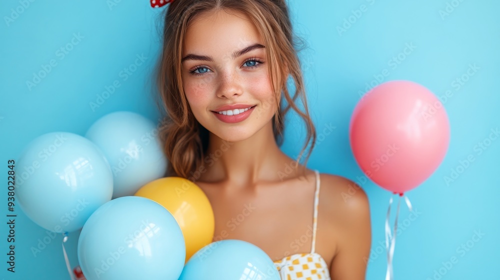 Obraz premium girl with balloons