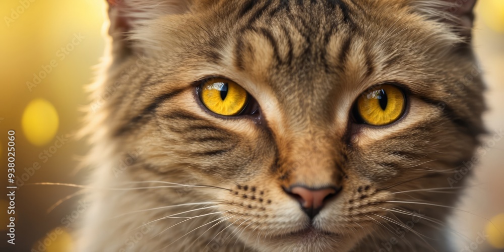 Up-close feline face Yellow eye sharp, hazy background. Up-close feline face Yellow eye sharp, hazy background.
