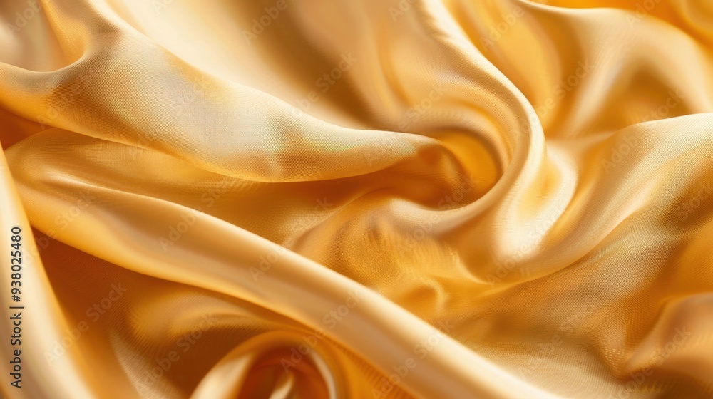 A close-up of a finely woven silk fabric in a shimmering gold, creating an elegant, flowing background A close-up of a finely woven silk fabric in a shimmering gold, creating an elegant, flowing background