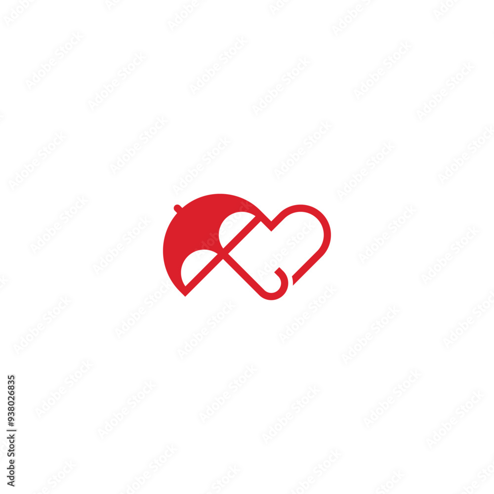 Heart umbrella abstract logo design. Heart umbrella abstract logo design.