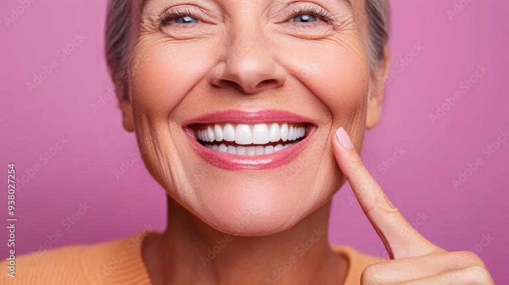 Obraz premium portrait of a woman smiling with white healthy teeth