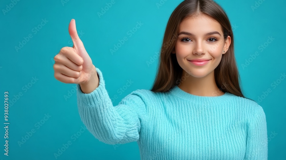 cute lovely lady arm thumb demonstrates empty space good news information cute lovely lady arm thumb demonstrates empty space good news information