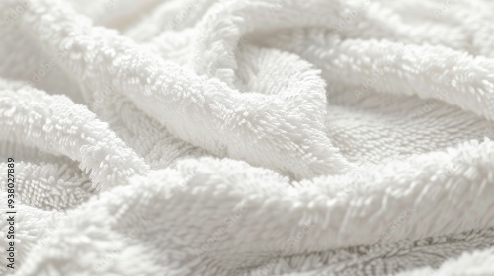 A close-up of a soft, terry cloth fabric in white, with its absorbent, looped texture creating a fresh, clean look A close-up of a soft, terry cloth fabric in white, with its absorbent, looped texture creating a fresh, clean look