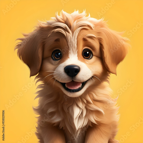 a little dog in the yellow frame 