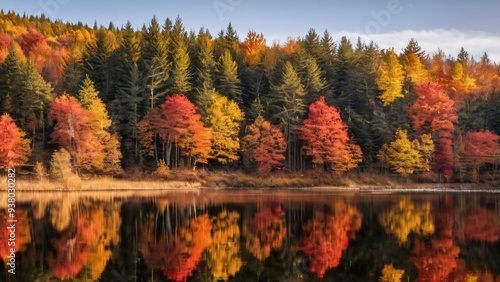  Vivid Autumn Forest Reflections in Calm Lake