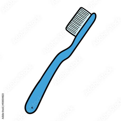 Hand drawn cartoon toothbrush on white background.