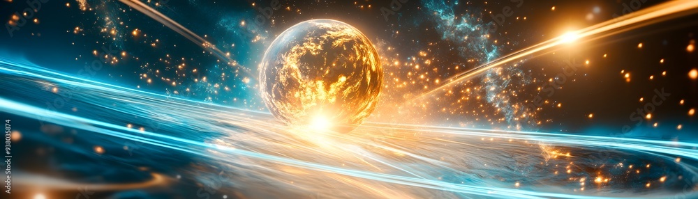 Planet in Space with Light Trails. Planet in Space with Light Trails.