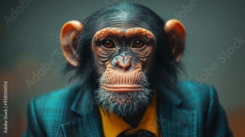 Business Monkey Giving Thumbs Up in Photobashing Style Portrait