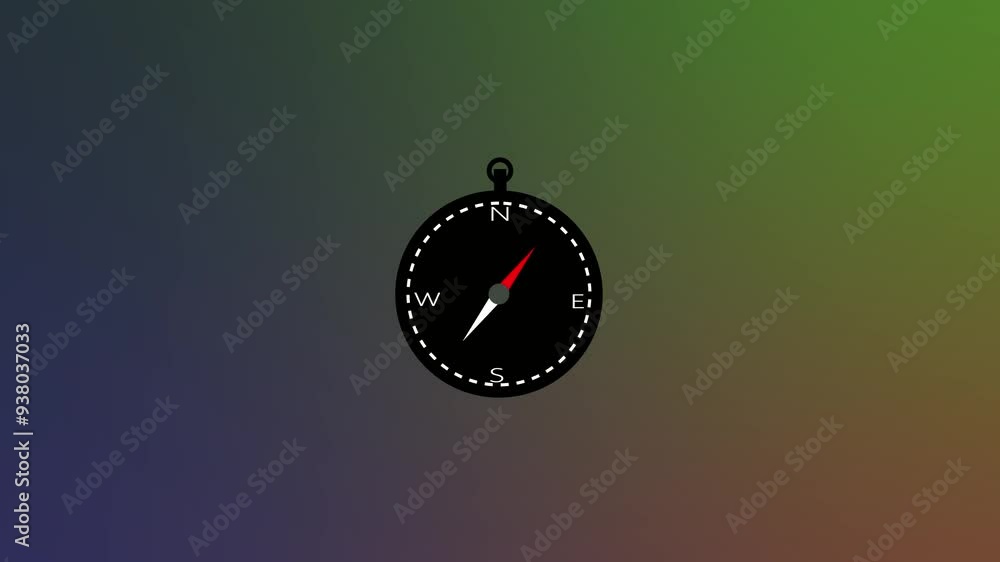 compass on black background.video animation of a round compass. compass on black background.video animation of a round compass.