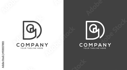 Creative letter D paper logo design template