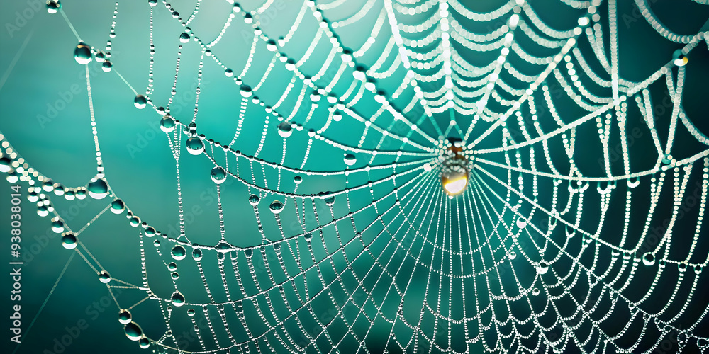 Glossy Spider Web Background with Dew Drops concept as A glossy background featuring a spider web glistening with dew drops against a dark eerie backdrop. Ideal for Halloween themed advertisements or Glossy Spider Web Background with Dew Drops concept as A glossy background featuring a spider web glistening with dew drops against a dark eerie backdrop. Ideal for Halloween themed advertisements or