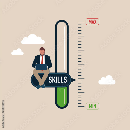 Personal development plan for career success. Build Businessman specialist skill. Modern vector illustration in flat style