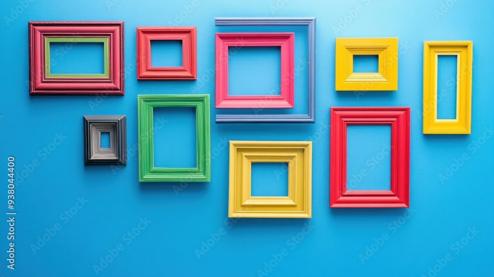 Colorful Frames on Blue Background Colorful Frames on Blue Background