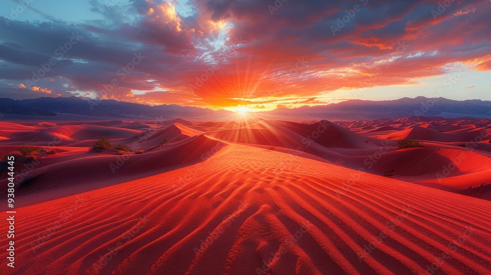 Desert Dunes at Dusk: Majestic Sunset over Sand Dunes Desert Dunes at Dusk: Majestic Sunset over Sand Dunes