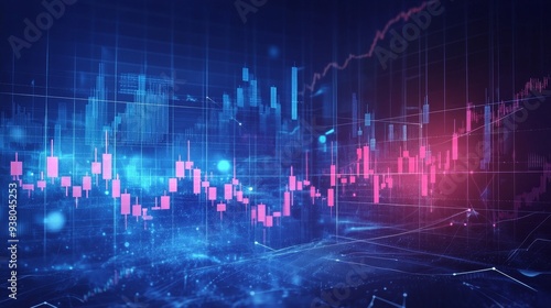 Stock Market Growth and Fluctuation Abstract Background - A visual representation of the stock market, showcasing the fluctuating patterns of the market. It symbolizes growth, volatility, risk, and po