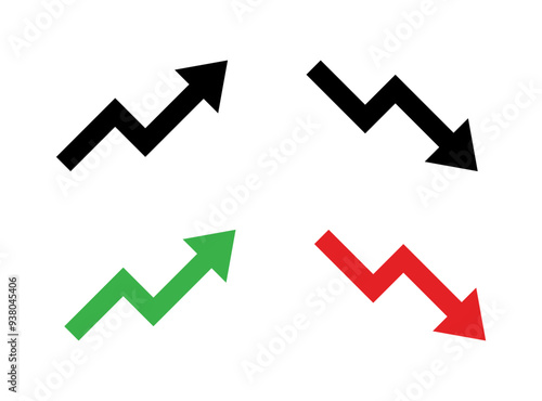 Uptrend and downtrend arrow icon in generic style. Zigzag arrows concept