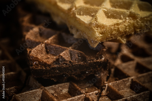 Obraz na płótnie sweet waffles with vanilla filling w salonie