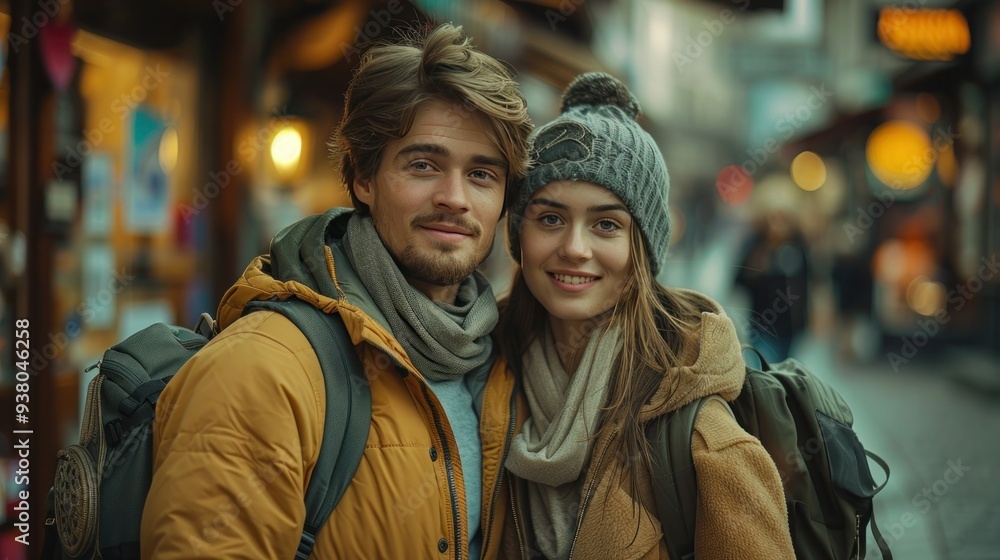 Travel planning duo: Young man and woman consulting with travel agency for their next adventure Travel planning duo: Young man and woman consulting with travel agency for their next adventure