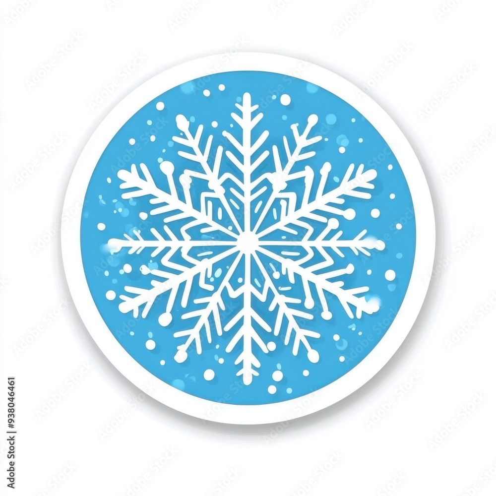 Sticker of a snowflake in circle shape, flat vector illustration, on white background, digital sticker, clipart, icon - Sticker of a snowflake in circle shape, flat vector illustration, on white background, digital sticker, clipart, icon -
