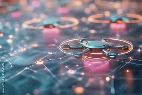 Wallpaper Mural Close-up of a futuristic drone surrounded by glowing connections, representing technology and innovation in a digital world. Torontodigital.ca