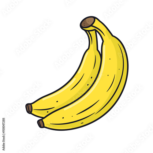 banana fruit, eat, yellow icon graphic, vector, black and white