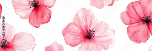 Wallpaper Mural Watercolor Pink Flowers Seamless Pattern - A delicate and charming watercolor illustration of pink flowers, symbolizing beauty, romance, nature, spring, and growth. Torontodigital.ca