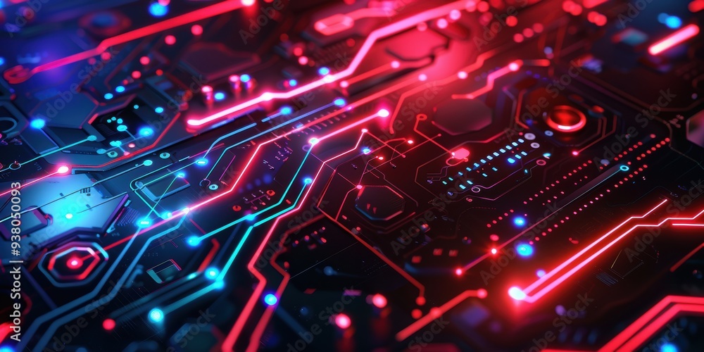 Circuit Board with Neon Lights Circuit Board with Neon Lights