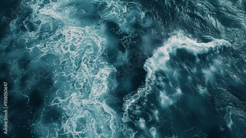Aerial shot of ocean waves