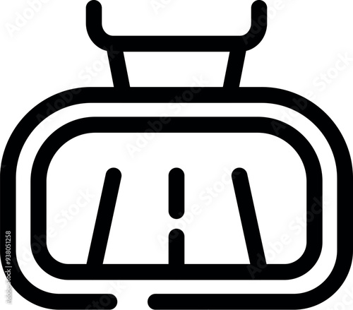 Simple line icon representing a cable car moving along the cable of a ropeway or gondola lift