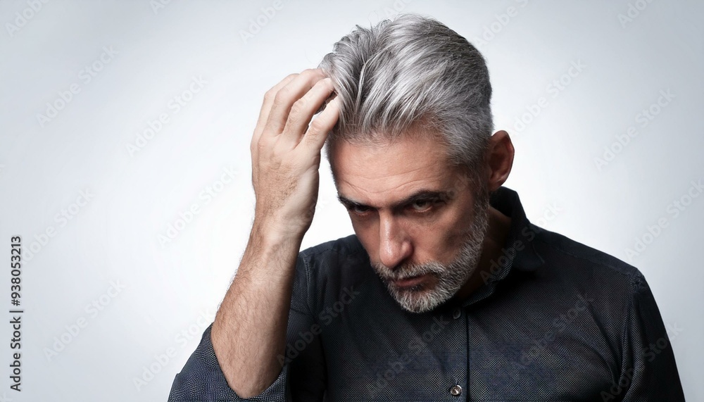 An older man graying, turning hair gray An older man graying, turning hair gray