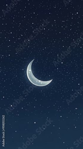 Crescent Moon Starry Night Islam Religion Spiritual Symbol