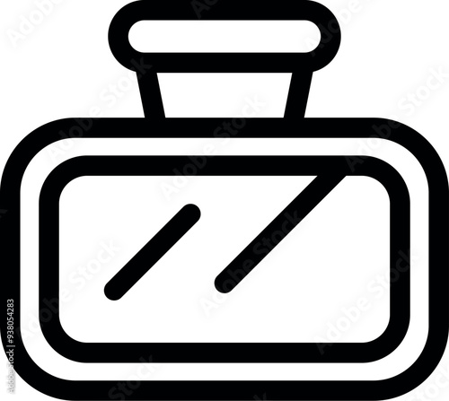 Simple vector icon of a rear view mirror typically found in a car and attached with a suction cup